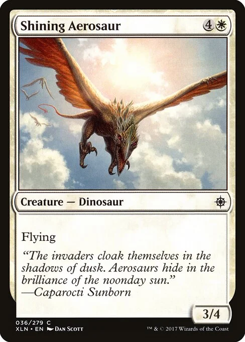 Shining Aerosaur, carta Magic di tipo Creature — Dinosaur illustrata da Dan Murayama Scott