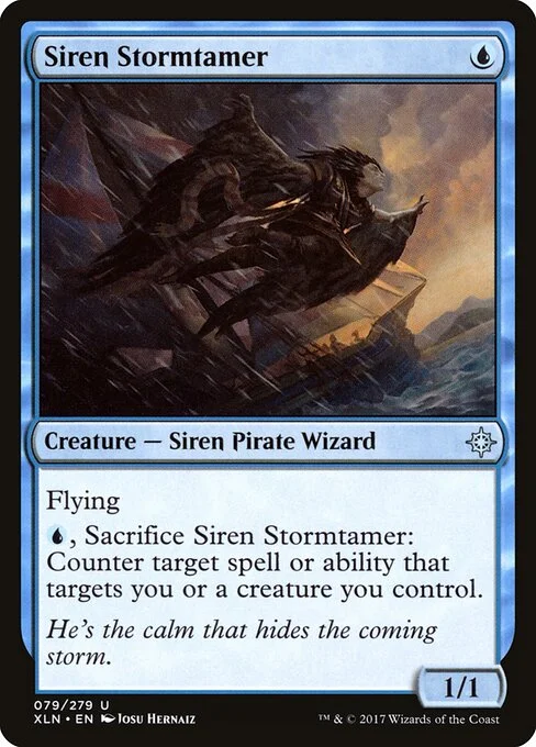 Siren Stormtamer, carta Magic di tipo Creature — Siren Pirate Wizard illustrata da Josu Hernaiz