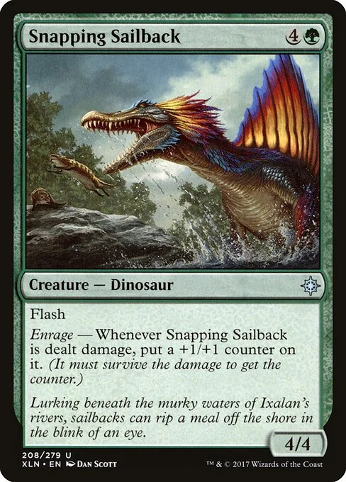 Snapping Sailback, carta Magic di tipo Creature — Dinosaur illustrata da Dan Murayama Scott