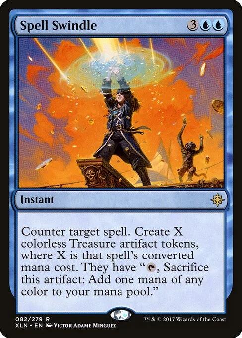 Spell Swindle, carta Magic di tipo Instant illustrata da Victor Adame Minguez