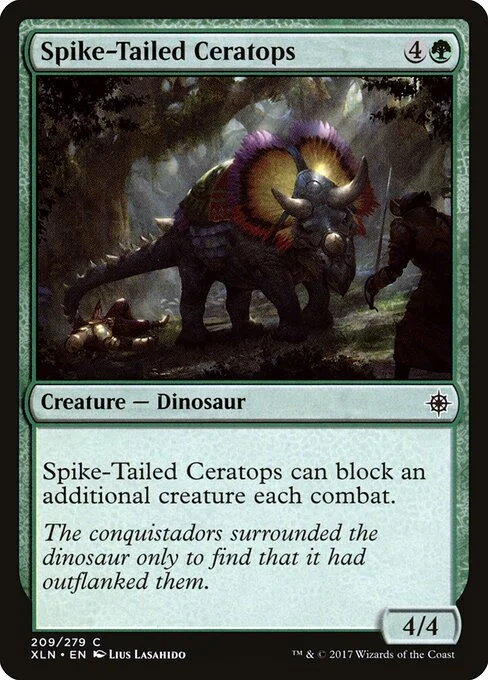 Spike-Tailed Ceratops, carta Magic di tipo Creature — Dinosaur illustrata da Lius Lasahido