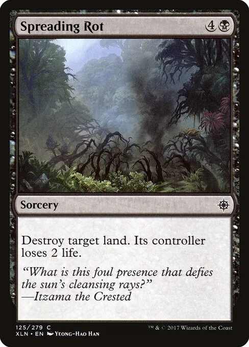 Spreading Rot, carta Magic di tipo Sorcery illustrata da Yeong-Hao Han