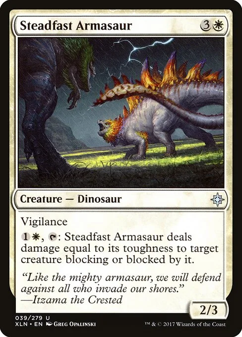 Steadfast Armasaur, carta Magic di tipo Creature — Dinosaur illustrata da Greg Opalinski