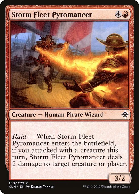 Storm Fleet Pyromancer, carta Magic di tipo Creature — Human Pirate Wizard illustrata da Kieran Yanner