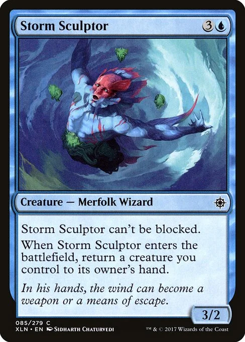 Storm Sculptor, carta Magic di tipo Creature — Merfolk Wizard illustrata da Sidharth Chaturvedi