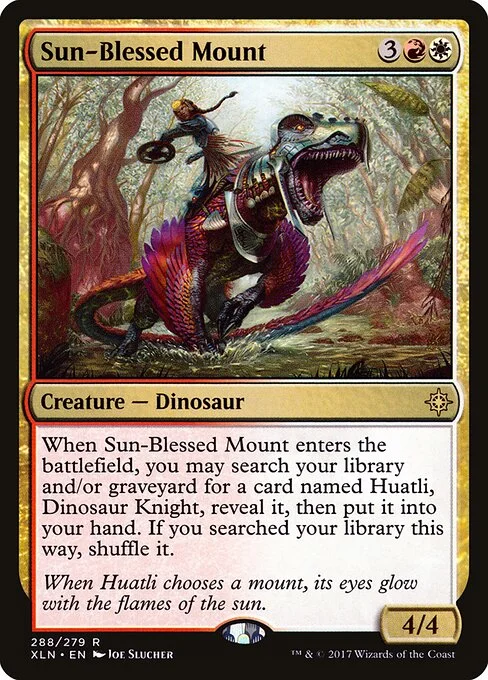 Sun-Blessed Mount, carta Magic di tipo Creature — Dinosaur illustrata da Joe Slucher