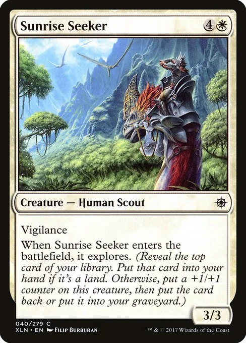 Sunrise Seeker, carta Magic di tipo Creature — Human Scout illustrata da Filip Burburan