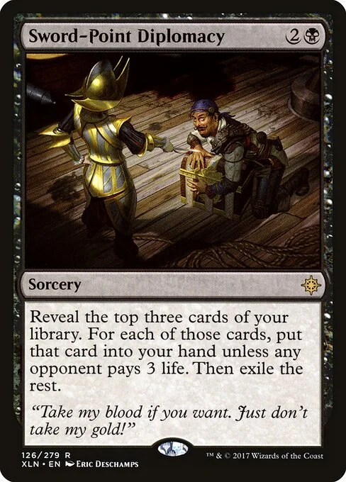 Sword-Point Diplomacy, carta Magic di tipo Sorcery illustrata da Eric Deschamps