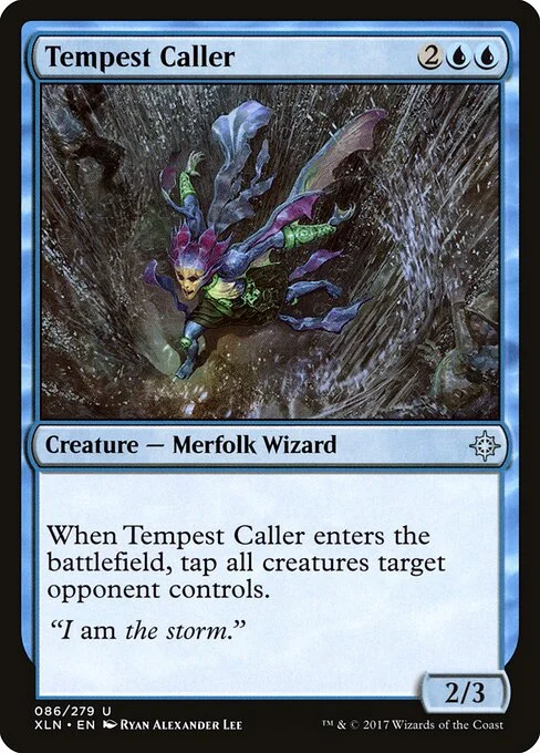 Tempest Caller, carta Magic di tipo Creature — Merfolk Wizard illustrata da Ryan Alexander Lee