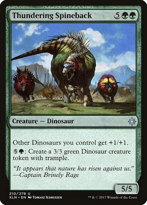 Thundering Spineback, carta Magic di tipo Creature — Dinosaur illustrata da Tomasz Jedruszek