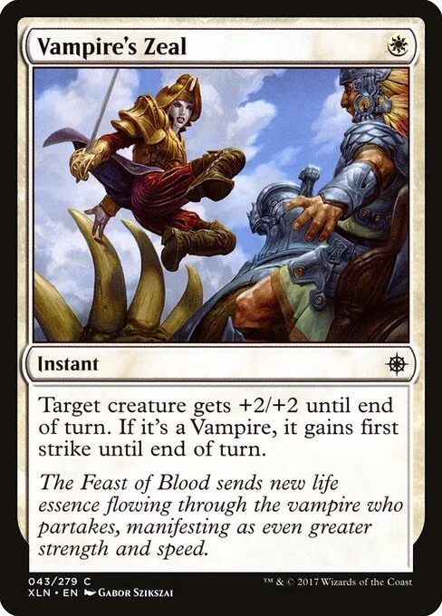 Vampire's Zeal, carta Magic di tipo Instant illustrata da Gabor Szikszai
