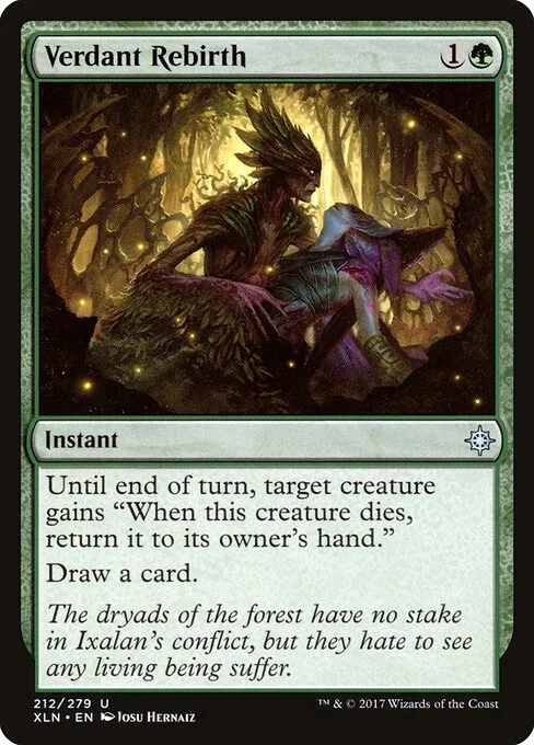Verdant Rebirth, carta Magic di tipo Instant illustrata da Josu Hernaiz