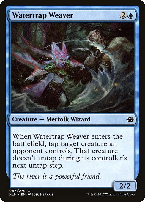 Watertrap Weaver, carta Magic di tipo Creature — Merfolk Wizard illustrata da Josu Hernaiz