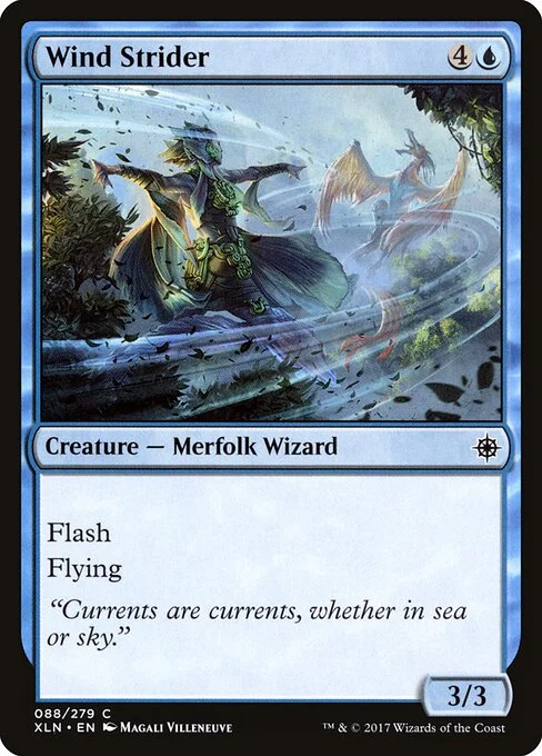 Wind Strider, carta Magic di tipo Creature — Merfolk Wizard illustrata da Magali Villeneuve