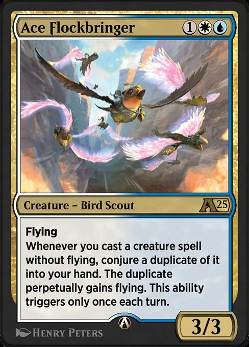 Ace Flockbringer, carta Magic di tipo Creature — Bird Scout illustrata da Henry Peters