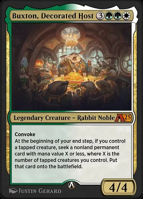 Buxton, Decorated Host, carta Magic di tipo Legendary Creature — Rabbit Noble illustrata da Justin Gerard