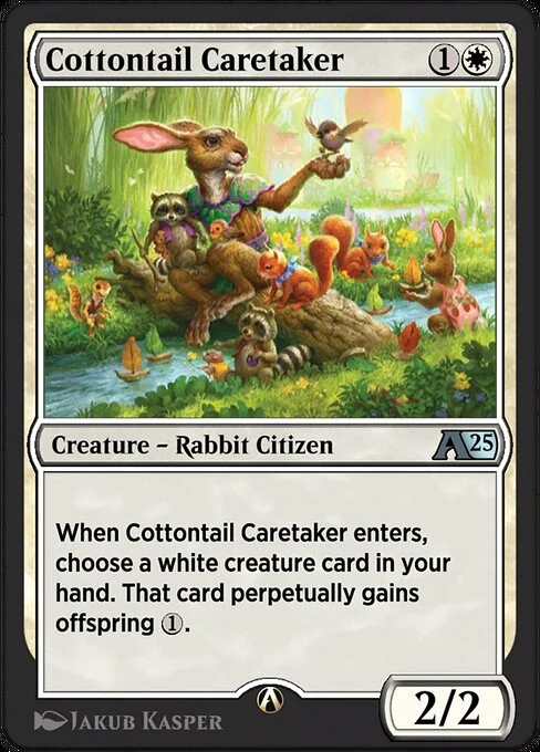 Cottontail Caretaker, carta Magic di tipo Creature — Rabbit Citizen illustrata da Jakub Kasper