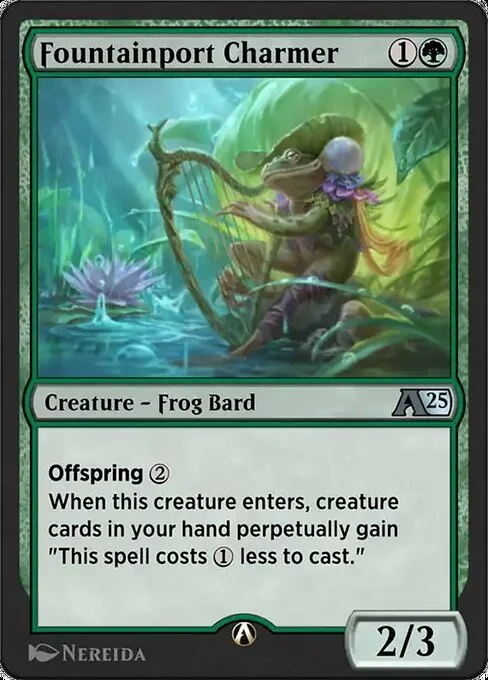 Fountainport Charmer, carta Magic di tipo Creature — Frog Bard illustrata da Nereida