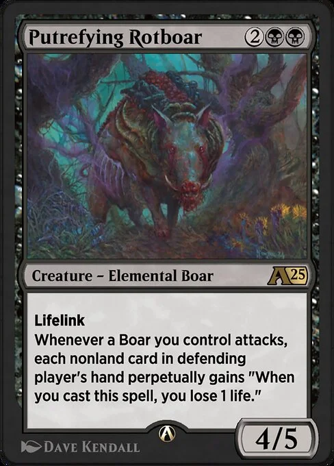 Putrefying Rotboar, carta Magic di tipo Creature — Elemental Boar illustrata da Dave Kendall