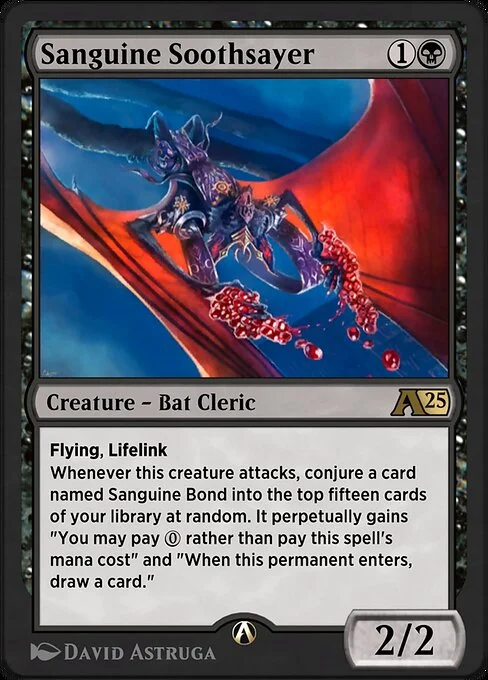 Sanguine Soothsayer, carta Magic di tipo Creature — Bat Cleric illustrata da David Astruga