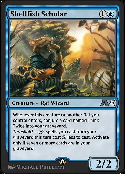 Shellfish Scholar, carta Magic di tipo Creature — Rat Wizard illustrata da Michael Phillippi