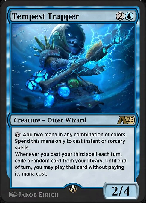 Tempest Trapper, carta Magic di tipo Creature — Otter Wizard illustrata da Jakob Eirich