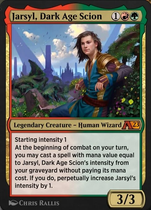 Jarsyl, Dark Age Scion, carta Magic di tipo Legendary Creature — Human Wizard illustrata da Chris Rallis