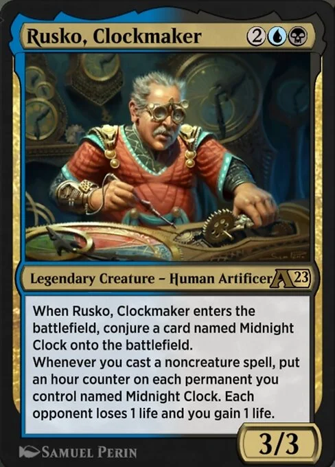 Rusko, Clockmaker, carta Magic di tipo Legendary Creature — Human Artificer illustrata da Samuel Perin