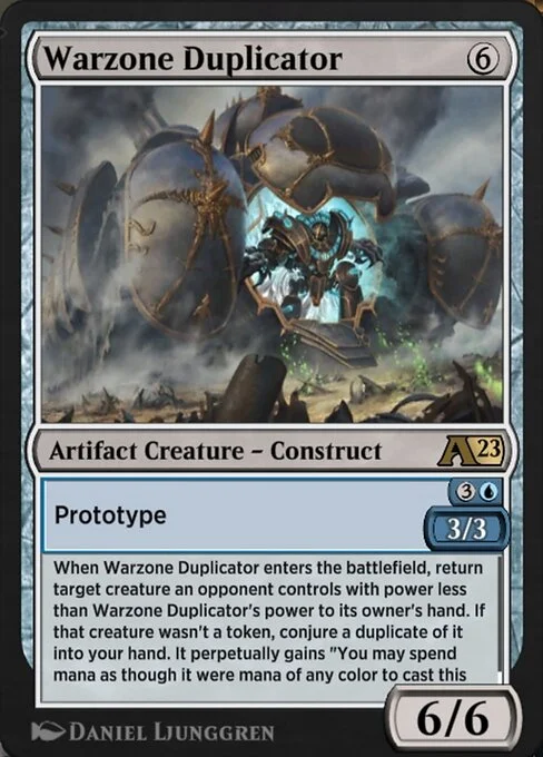 Warzone Duplicator, carta Magic di tipo Artifact Creature — Construct illustrata da Daniel Ljunggren