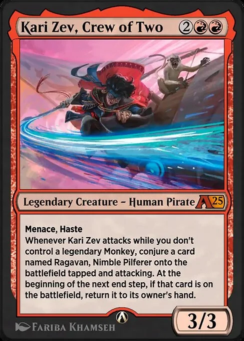 Kari Zev, Crew of Two, carta Magic di tipo Legendary Creature — Human Pirate illustrata da Fariba Khamseh