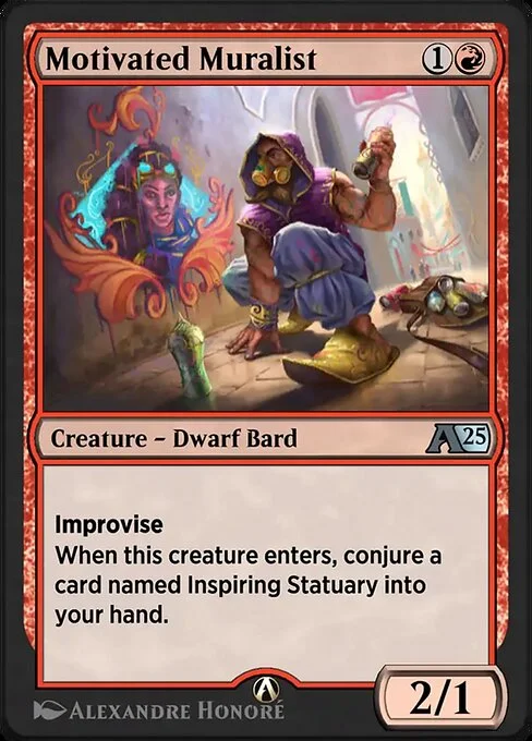 Motivated Muralist, carta Magic di tipo Creature — Dwarf Bard illustrata da Alexandre Honoré