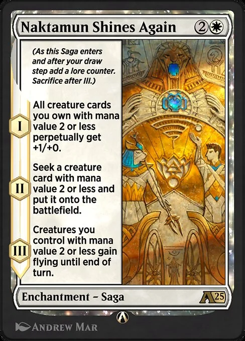 Naktamun Shines Again, carta Magic di tipo Enchantment — Saga illustrata da Andrew Mar