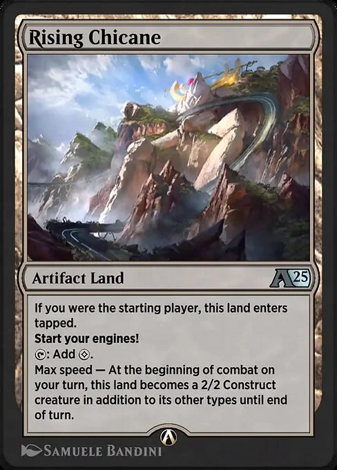 Rising Chicane, carta Magic di tipo Artifact Land illustrata da Samuele Bandini