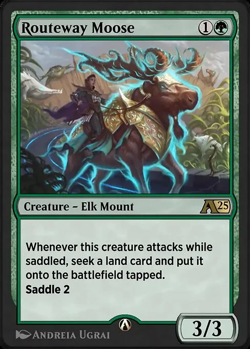 Routeway Moose, carta Magic di tipo Creature — Elk Mount illustrata da Andreia Ugrai