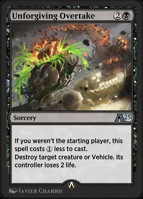 Unforgiving Overtake, carta Magic di tipo Sorcery illustrata da Javier Charro