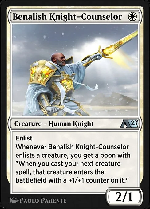 Benalish Knight-Counselor, carta Magic di tipo Creature — Human Knight illustrata da Paolo Parente
