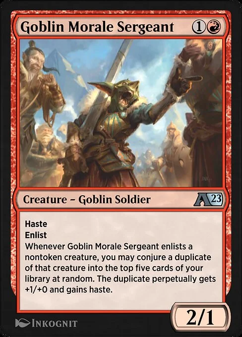 Goblin Morale Sergeant, carta Magic di tipo Creature — Goblin Soldier illustrata da Inkognit