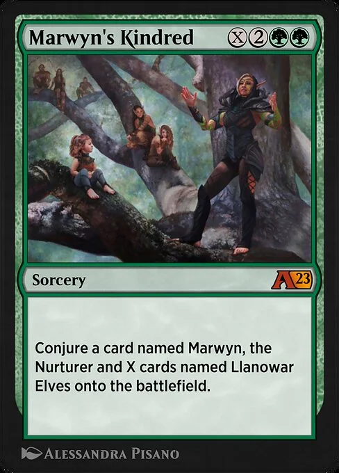 Marwyn's Kindred, carta Magic di tipo Sorcery illustrata da Alessandra Pisano