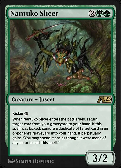 Nantuko Slicer, carta Magic di tipo Creature — Insect illustrata da Simon Dominic