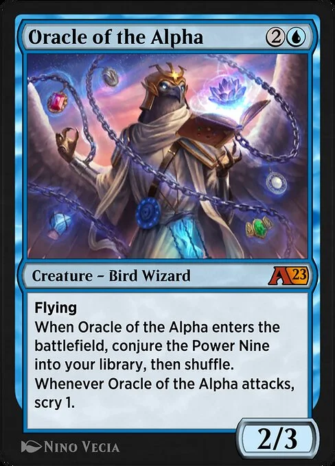 Oracle of the Alpha, carta Magic di tipo Creature — Bird Wizard illustrata da Nino Vecia
