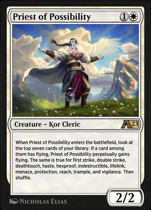 Priest of Possibility, carta Magic di tipo Creature — Kor Cleric illustrata da Nicholas Elias