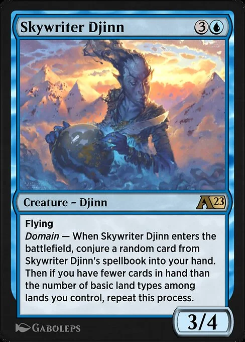 Skywriter Djinn, carta Magic di tipo Creature — Djinn illustrata da Gaboleps