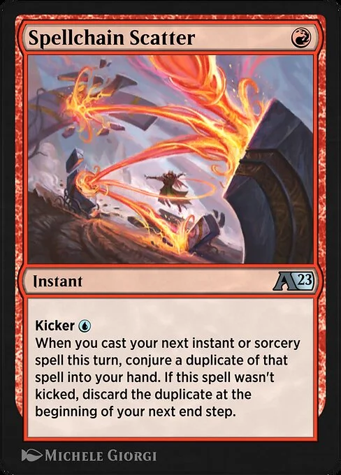 Spellchain Scatter, carta Magic di tipo Instant illustrata da Michele Giorgi
