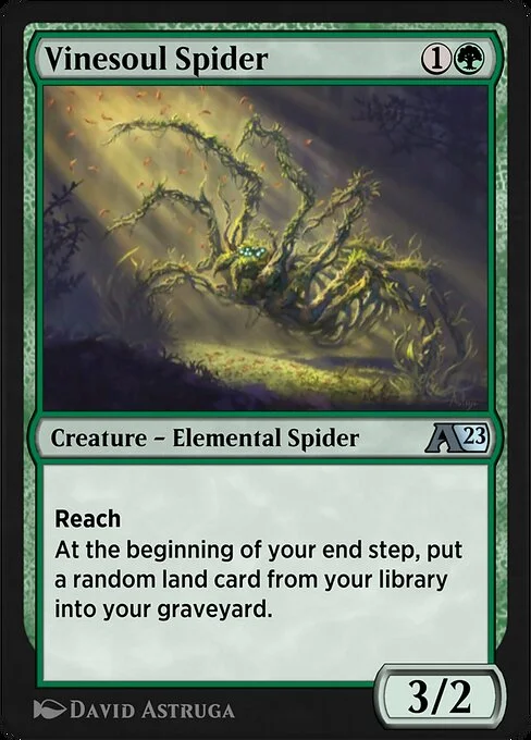 Vinesoul Spider, carta Magic di tipo Creature — Elemental Spider illustrata da David Astruga