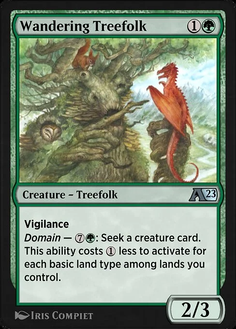 Wandering Treefolk, carta Magic di tipo Creature — Treefolk illustrata da Iris Compiet