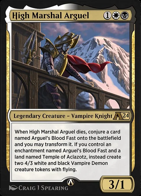 High Marshal Arguel, carta Magic di tipo Legendary Creature — Vampire Knight illustrata da Craig J Spearing