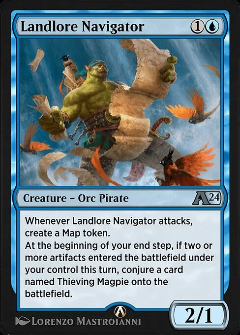 Landlore Navigator, carta Magic di tipo Creature — Orc Pirate illustrata da Lorenzo Mastroianni