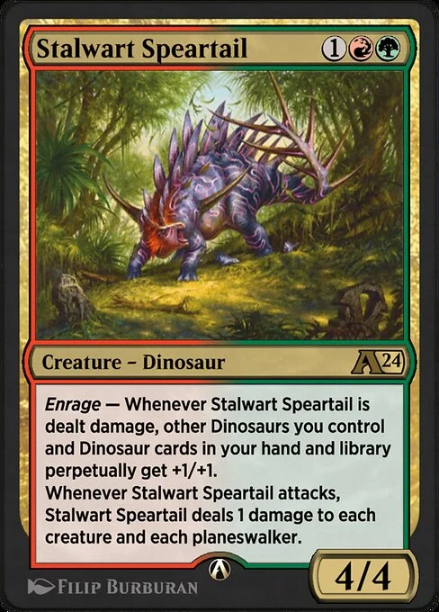 Stalwart Speartail, carta Magic di tipo Creature — Dinosaur illustrata da Filip Burburan