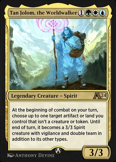 Tan Jolom, the Worldwalker, carta Magic di tipo Legendary Creature — Spirit illustrata da Anthony Devine