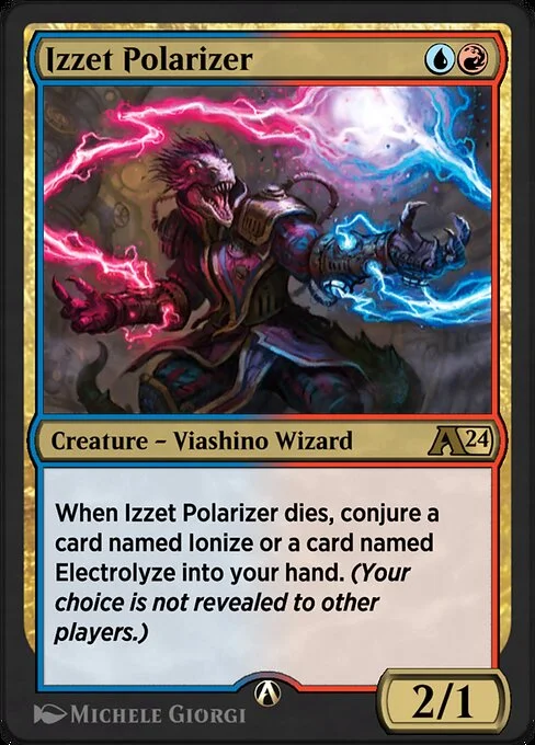 Izzet Polarizer, carta Magic di tipo Creature — Lizard Wizard illustrata da Michele Giorgi
